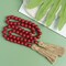 39 inches Wood Bead Garland Farmhouse with Tassels,Versatile Prayer Beads Boho Chic Wall Hanging Home Decor (Burgundy)